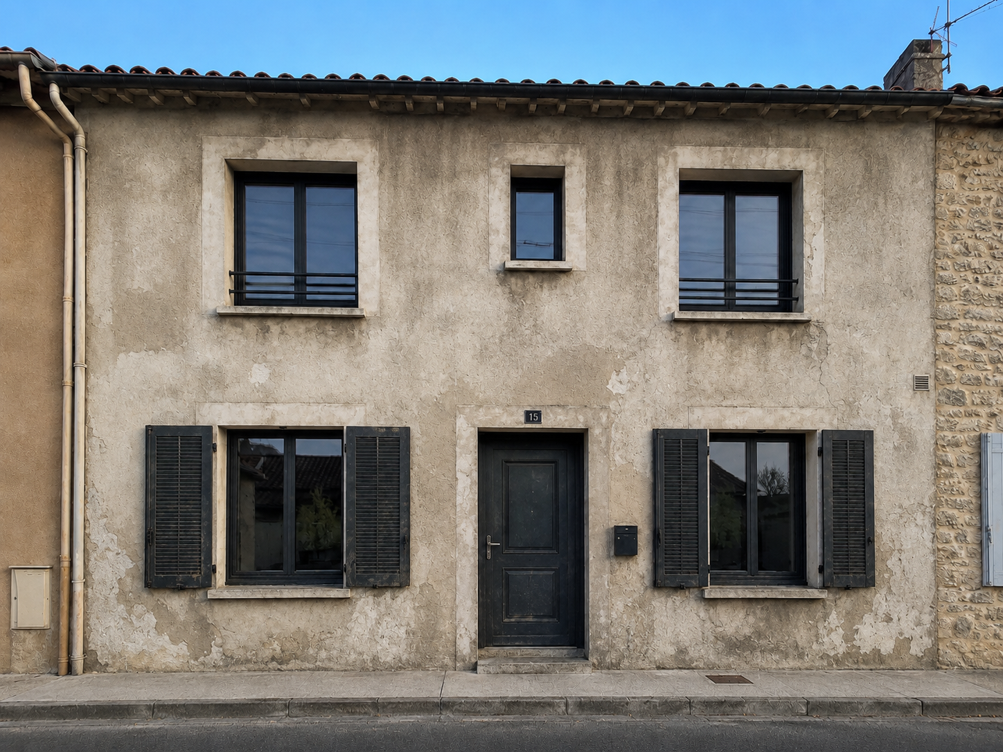 Façade de pavillon défraîchie avant ravalement à Saint-Herblain